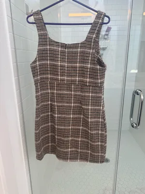 Sadie and Sage Tan Plaid Mini Dress thumbnail 2