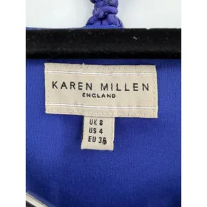 Karen Millen Royal‎ Blue Draped Ruched Bodycon Dress S Cage Neck Cocktail Glam thumbnail 2