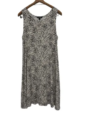 EXPRESS Black & Cream Animal Print Tank Mini Dress Size Large Soft Swingy Summer thumbnail 4
