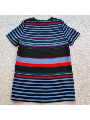 Zara Woman Multicolor Striped Shift Mini Dress Size Large Short Sleeve thumbnail 2