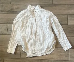 Madewell White Long Sleeve Mandarin Collar Shirt thumbnail 1