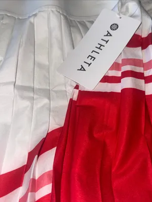 NWT $89 Athleta Women Skort Match Point Pleated Color Block XS Red White thumbnail 6
