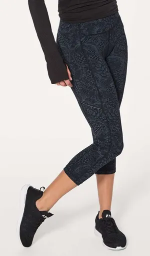 Lululemon Speed Up Crop 21" Nouveau Mach Blue Black Legging size 2 thumbnail 1