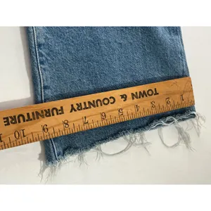 Good American Flare Jeans Women 10/30 Light Wash Distressed Raw Hem High Rise‎ thumbnail 9