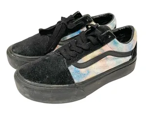 Vans‎ Size 7 Velvet Tie Dye And Black Old Skool Platform RARE Womens thumbnail 1