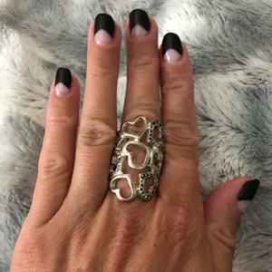 Silver heart ring Black Size 8 thumbnail 1
