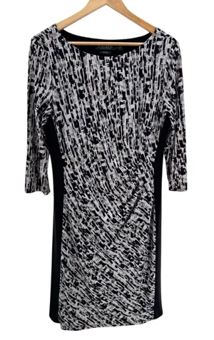 Lauren Ralph Lauren Abstract Print Ruched Sheath Dress Size 14 Workwear Career‎ thumbnail 1