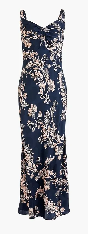 J.‎ Crew Collection Silk Midi Dress in Baroque Floral Size 2 Navy Pink thumbnail 1