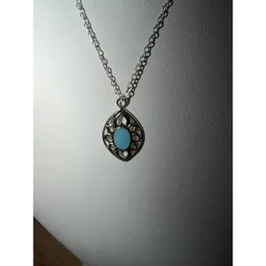 Turquoise Marquise Blue Sterling Silver Necklace 925 Cowgirl Western Dainty thumbnail 5