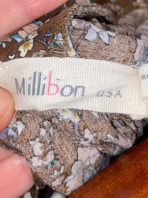 Millibon Brown Floral V-Neck Puff Sleeve mini cottagecore summer day Dress thumbnail 9