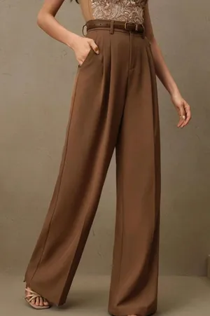 Rihoas Caramel Natural Waisted Straight Pants thumbnail 1