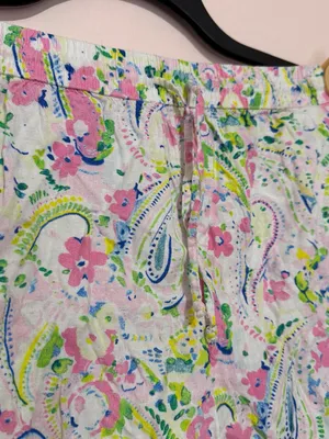 crown & ivy Pink and Green Paisley Floral Drawstring Shorts thumbnail 4