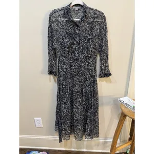 AllSaints Eley‎ Rosey dress featuring a sheer dark floral print Size 6 thumbnail 4