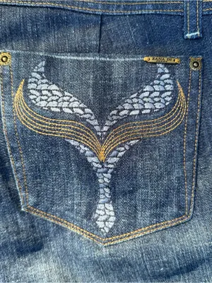 Zana Di Vintage Y2K Dark Wash Flare Jeans - Embroidered Pockets - Size 11 thumbnail 2