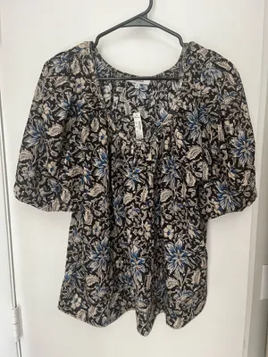 Madewell floral puff sleeve top thumbnail 1