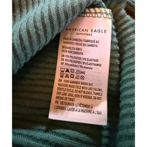 American Eagle Outfitters Top Womens L Teal Green Ribbed Mock Neck‎ Long thumbnail 4