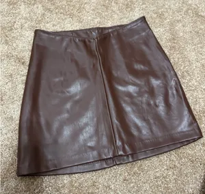 Chocolate Brown Leather H&M Skirt thumbnail 1