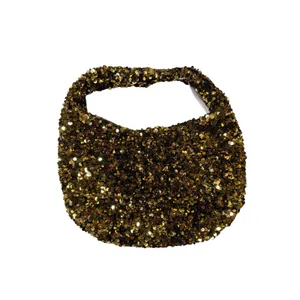 Anthropologie Gold Sequin Crescent Bag NEW thumbnail 3