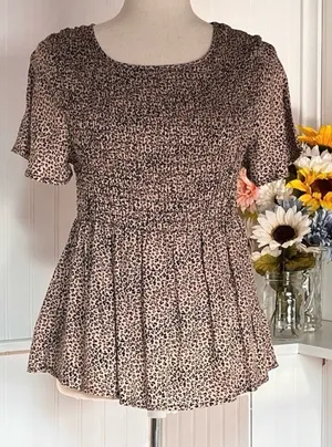 URBAN Romantics Pink & Black Animal Print Babydoll Top thumbnail 1