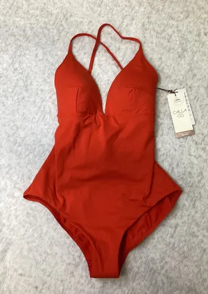 CALIA Triangle Strappy Back One Piece Swimsuit Fresh Red UPF 50+ Size 6 WSA15101 thumbnail 1
