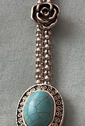 V’Dadora 18” Necklace Silver Tone Chain Turquoise Stone Pendants NWT New thumbnail 6