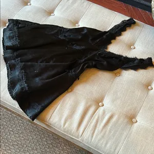 Urban Outfitters Black Satin Lace Trim Mini Dress Size Small thumbnail 3