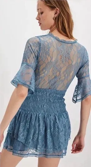 Free People Lace Blue Mini Dress thumbnail 1