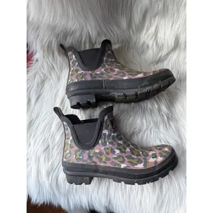 Joules Women's Leopard Print Ankle Rain Boots thumbnail 4