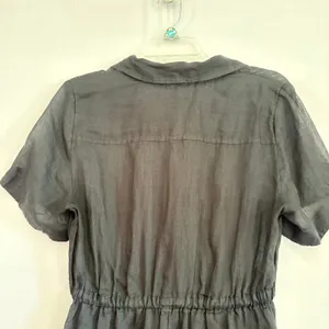 J.Crew Black Button Front‎ Maxi Dress Short Sleeve Elastic Waist Size 4 thumbnail 5