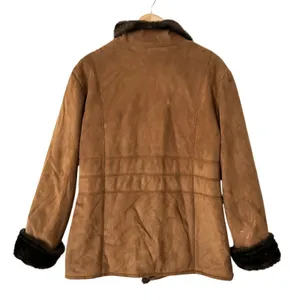 Vintage Fitz-Wright Brown Suede Leather Faux Shearling Lined Overcoat Sz Medium‎ thumbnail 2