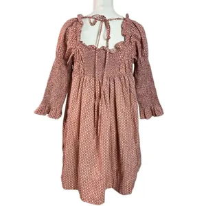 Free People Retro 70s Babydoll Star Dip Mini Dress in Red Combo Size Medium thumbnail 9