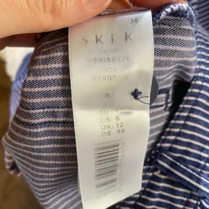 SKFK Mariartze Cropped Culottes Pants Womens Sz 6 8 Organic Cotton Striped thumbnail 7