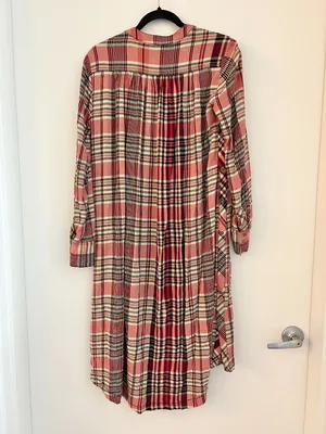 Free People Loralei Plaid Shirt Dress Tunic Red Pink Western Festive Size XS thumbnail 10