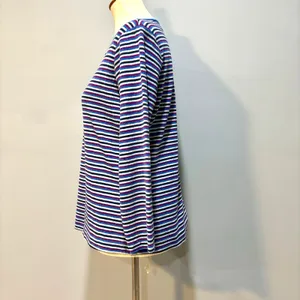 Vintage 90s Basic Editions Striped Ribbed Henley Top Blue Purple Grunge Skater M thumbnail 3