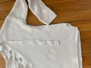 GARAGE Size XS/TP White Crop Knit Sweater thumbnail 6