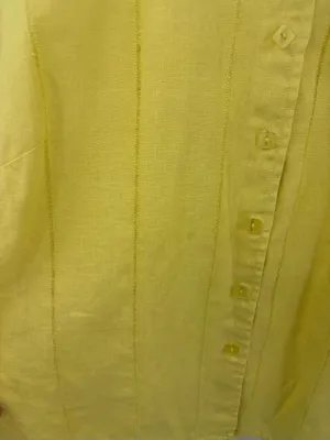 Laura Ashley butter yellow linen button up long sleeve cardigan women’s L thumbnail 4