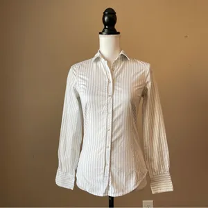 ZARA | Pinstriped Poplin Button Down Shirt Sz XS thumbnail 2