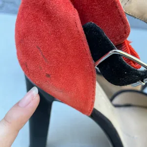 DV by Dolce Vita Open Toe Suede Red Nude Heels thumbnail 9