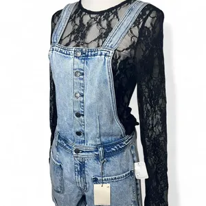 Free People and Hidden Collab Women's Blue Dungarees-overalls Size Medium NWT thumbnail 6