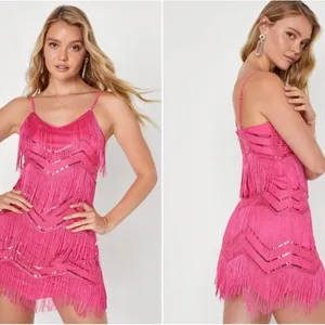 LULU's Sexy Bachelorette Sparkly Flapper Halloween Fringe Sequin Mini Dress thumbnail 4