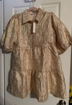 Olivaceous Gold Ruffle Dress thumbnail 1