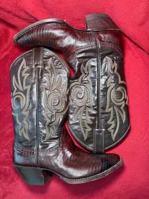 Justin L6977 Genuine Teja Lizard Vamp Embroidered Shaft Cowboy Boots Women US 5B thumbnail 4