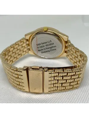 Bling men’s watch iced dial 37mm gold tone quartz red indices up to 8” running thumbnail 5