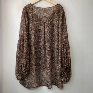 Flowy Whimsigoth Lace Up Top Plus Size 2XL Black Brown Sheer Renaissance Boho thumbnail 5