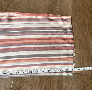 satin striped pants elastic waist belted pink grey women’s size M thumbnail 10