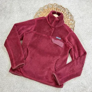 Patagonia Re-Tool Burgundy Fuzzy Fleece 3/4 Snap-T Pullover Jacket Size XS thumbnail 1