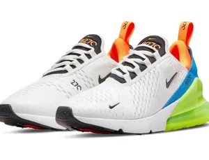 Nike Men’s White/Black/Orange/Blue/Green Athletic Sneakers thumbnail 1