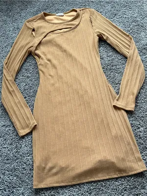 Le Lis Ribbed Long Sleeve Cutout Bodycon Dress - Tan thumbnail 3