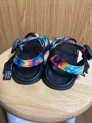 Chacos Women's Black Sandals with Rainbow Tie-Dye Straps thumbnail 3