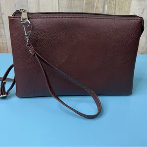 Brown Crossbody w/3 Sections w/Wristlet Handle & 23” Strap 8-1/2”x6”x3”Crossbody thumbnail 2